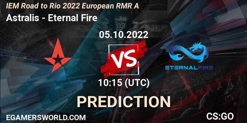 Astralis проти Eternal Fire: Поради щодо ставок, прогнози на матчі. 05.10.2022 at 10:25. Counter-Strike (CS2), IEM Road to Rio 2022 European RMR A