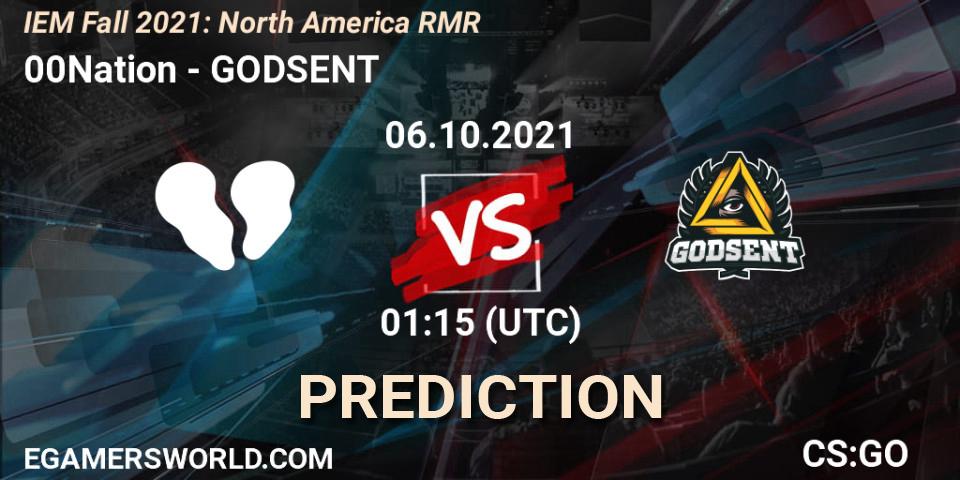 00Nation проти GODSENT: Поради щодо ставок, прогнози на матчі. 06.10.2021 at 01:45. Counter-Strike (CS2), IEM Fall 2021: North America RMR