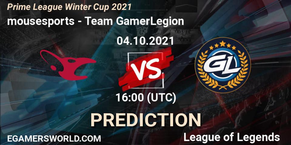 mousesports проти Team GamerLegion: Поради щодо ставок, прогнози на матчі. 04.10.2021 at 16:00. LoL, Prime League Winter Cup 2021