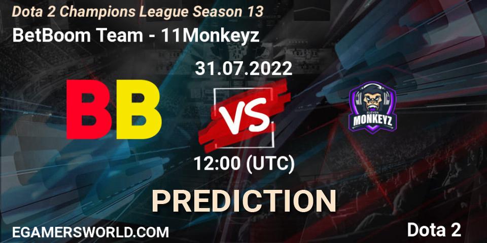 BetBoom Team проти 11Monkeyz: Поради щодо ставок, прогнози на матчі. 31.07.2022 at 12:00. Dota 2, Dota 2 Champions League Season 13