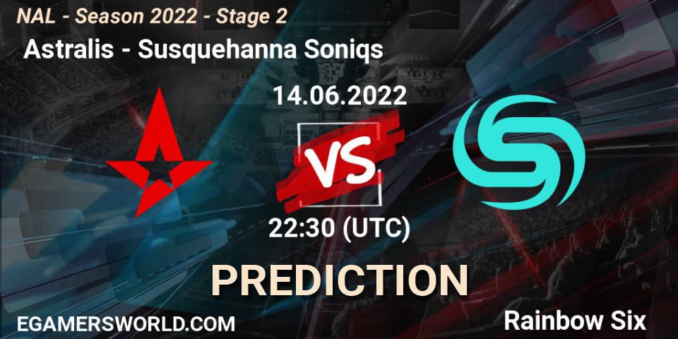  Astralis проти Susquehanna Soniqs: Поради щодо ставок, прогнози на матчі. 14.06.2022 at 19:30. Rainbow Six, NAL - Season 2022 - Stage 2