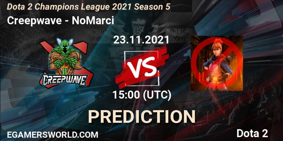 Creepwave проти NoMarci: Поради щодо ставок, прогнози на матчі. 23.11.2021 at 15:02. Dota 2, Dota 2 Champions League 2021 Season 5