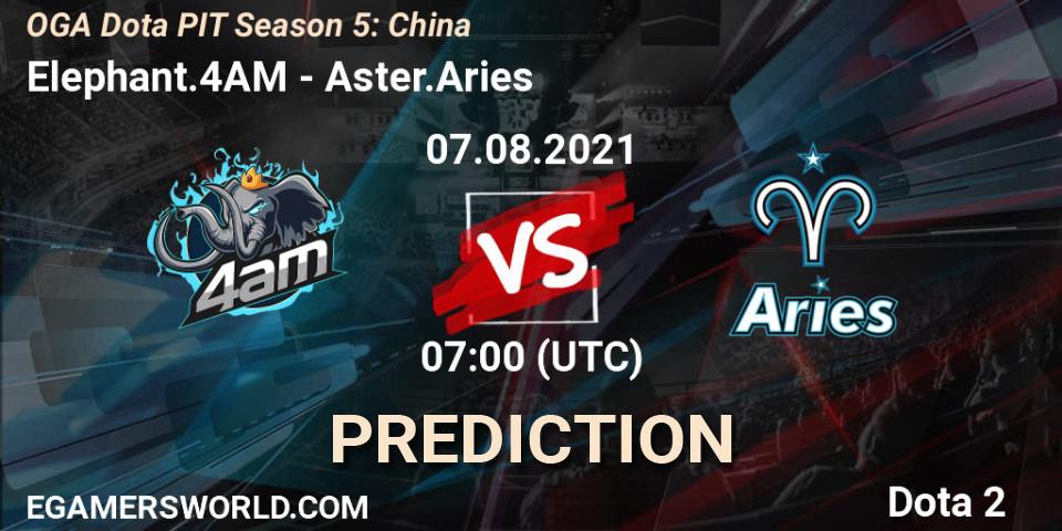 Elephant.4AM проти Aster.Aries: Поради щодо ставок, прогнози на матчі. 07.08.2021 at 07:04. Dota 2, OGA Dota PIT Season 5: China