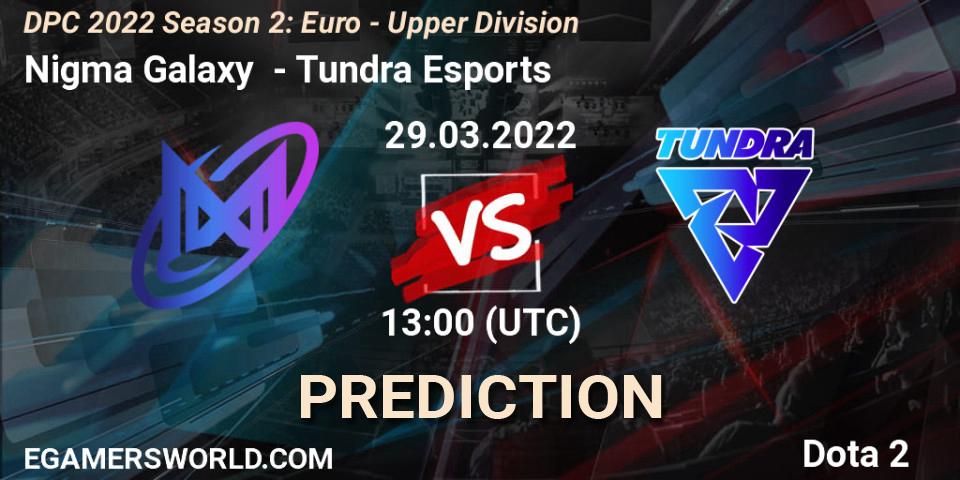 Nigma Galaxy проти Tundra Esports: Поради щодо ставок, прогнози на матчі. 29.03.2022 at 12:55. Dota 2, DPC 2021/2022 Tour 2 (Season 2): WEU (Euro) Divison I (Upper) - DreamLeague Season 17
