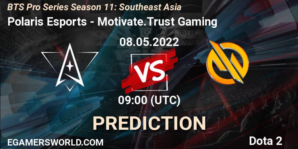 Polaris Esports проти Motivate.Trust Gaming: Поради щодо ставок, прогнози на матчі. 08.05.2022 at 09:01. Dota 2, BTS Pro Series Season 11: Southeast Asia