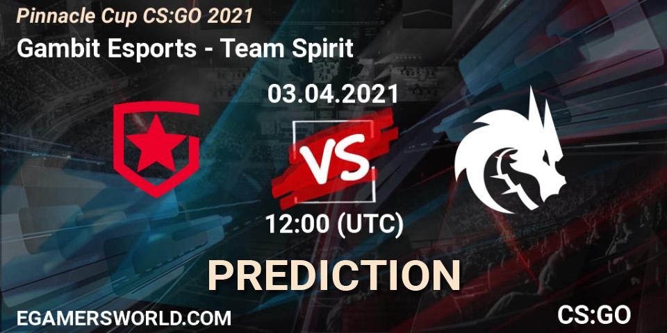 Gambit Esports проти Team Spirit: Поради щодо ставок, прогнози на матчі. 03.04.2021 at 08:00. Counter-Strike (CS2), Pinnacle Cup #1