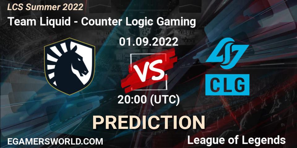 Team Liquid проти Counter Logic Gaming: Поради щодо ставок, прогнози на матчі. 01.09.2022 at 20:00. LoL, LCS Summer 2022