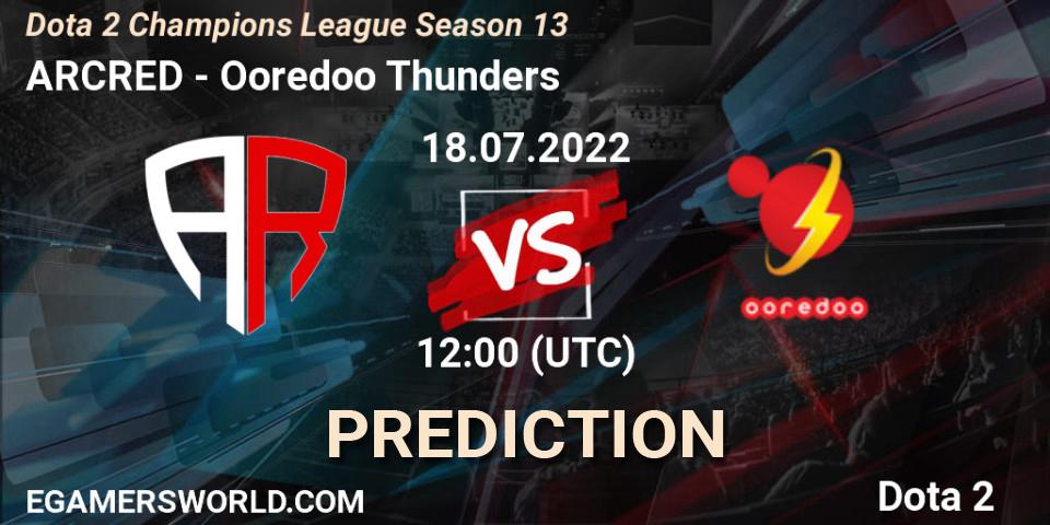 ARCRED проти Ooredoo Thunders: Поради щодо ставок, прогнози на матчі. 18.07.2022 at 12:00. Dota 2, Dota 2 Champions League Season 13