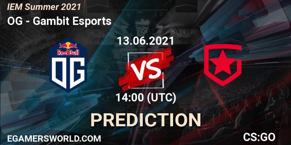 OG проти Gambit Esports: Поради щодо ставок, прогнози на матчі. 13.06.2021 at 14:00. Counter-Strike (CS2), IEM Summer 2021
