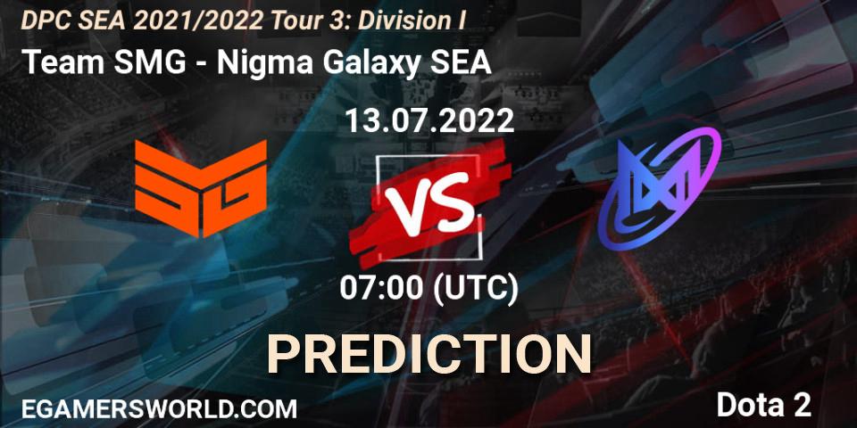 Team SMG проти Nigma Galaxy SEA: Поради щодо ставок, прогнози на матчі. 13.07.2022 at 07:20. Dota 2, DPC SEA 2021/2022 Tour 3: Division I