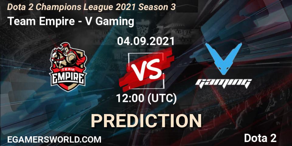 Team Empire проти V Gaming: Поради щодо ставок, прогнози на матчі. 04.09.2021 at 12:00. Dota 2, Dota 2 Champions League 2021 Season 3