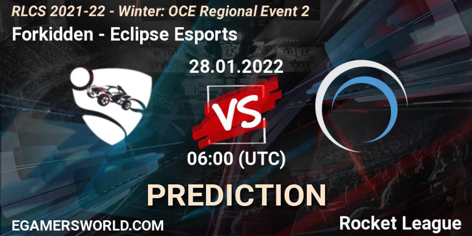 Forkidden проти Eclipse Esports: Поради щодо ставок, прогнози на матчі. 28.01.2022 at 06:00. Rocket League, RLCS 2021-22 - Winter: OCE Regional Event 2
