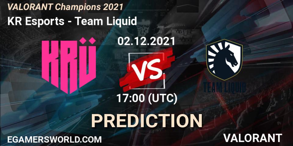 KRÜ Esports проти Team Liquid: Поради щодо ставок, прогнози на матчі. 02.12.2021 at 21:45. VALORANT, VALORANT Champions 2021