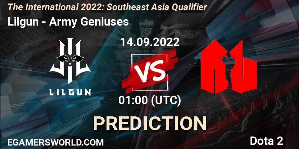 Lilgun проти Army Geniuses: Поради щодо ставок, прогнози на матчі. 14.09.2022 at 01:01. Dota 2, The International 2022: Southeast Asia Qualifier