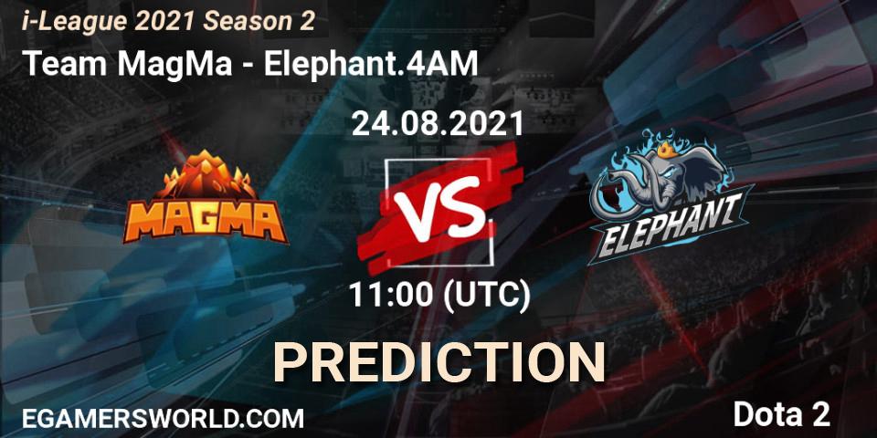Team MagMa проти Elephant.4AM: Поради щодо ставок, прогнози на матчі. 24.08.2021 at 10:38. Dota 2, i-League 2021 Season 2