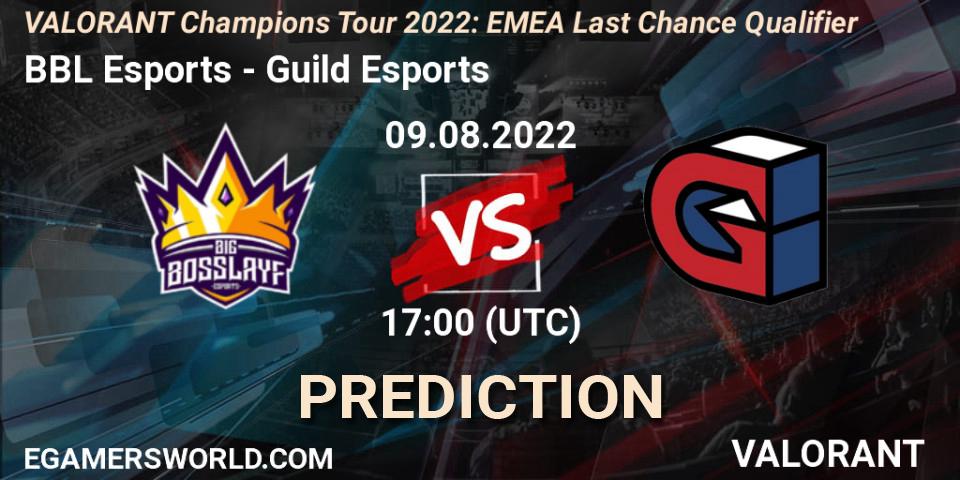 BBL Esports проти Guild Esports: Поради щодо ставок, прогнози на матчі. 09.08.2022 at 17:20. VALORANT, VCT 2022: EMEA Last Chance Qualifier