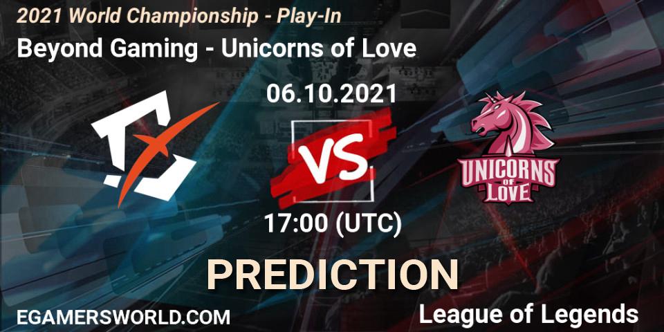 Beyond Gaming проти Unicorns of Love: Поради щодо ставок, прогнози на матчі. 06.10.2021 at 17:00. LoL, 2021 World Championship - Play-In