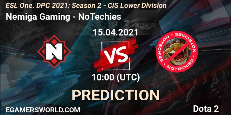 Nemiga Gaming проти NoTechies: Поради щодо ставок, прогнози на матчі. 15.04.2021 at 09:56. Dota 2, ESL One. DPC 2021: Season 2 - CIS Lower Division
