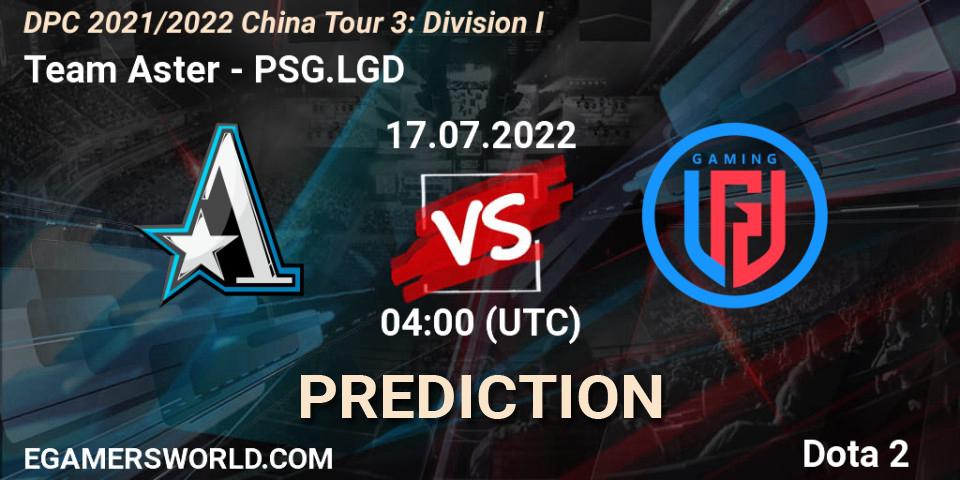 Team Aster проти PSG.LGD: Поради щодо ставок, прогнози на матчі. 17.07.2022 at 03:58. Dota 2, DPC 2021/2022 China Tour 3: Division I