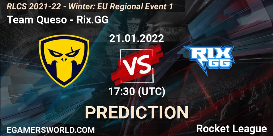 Team Queso проти Rix.GG: Поради щодо ставок, прогнози на матчі. 21.01.2022 at 17:30. Rocket League, RLCS 2021-22 - Winter: EU Regional Event 1
