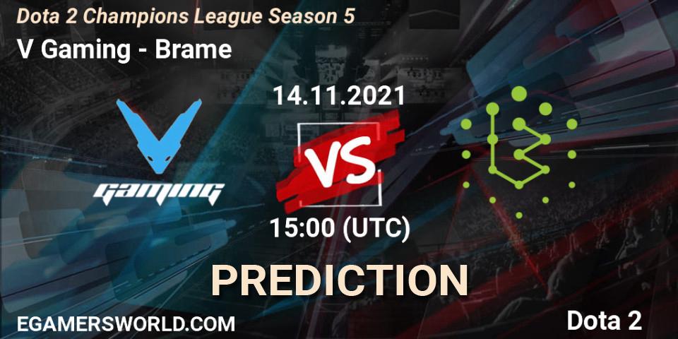 V Gaming проти Brame: Поради щодо ставок, прогнози на матчі. 14.11.2021 at 15:14. Dota 2, Dota 2 Champions League 2021 Season 5