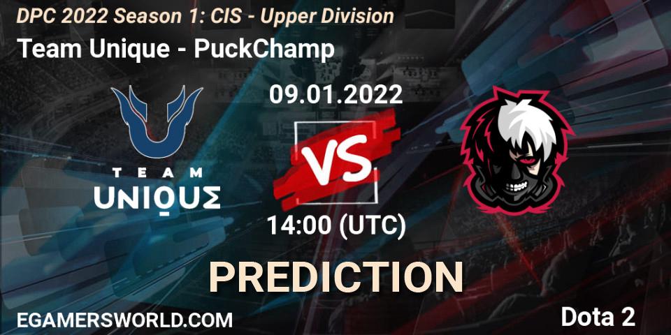 Team Unique проти PuckChamp: Поради щодо ставок, прогнози на матчі. 09.01.2022 at 14:00. Dota 2, DPC 2022 Season 1: CIS - Upper Division