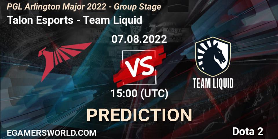 Talon Esports проти Team Liquid: Поради щодо ставок, прогнози на матчі. 07.08.2022 at 15:00. Dota 2, PGL Arlington Major 2022 - Group Stage