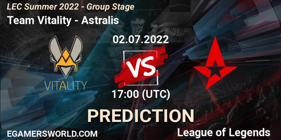 Team Vitality проти Astralis: Поради щодо ставок, прогнози на матчі. 02.07.2022 at 17:00. LoL, LEC Summer 2022 - Group Stage