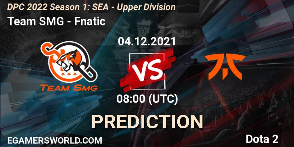Team SMG проти Fnatic: Поради щодо ставок, прогнози на матчі. 04.12.2021 at 08:02. Dota 2, DPC 2022 Season 1: SEA - Upper Division