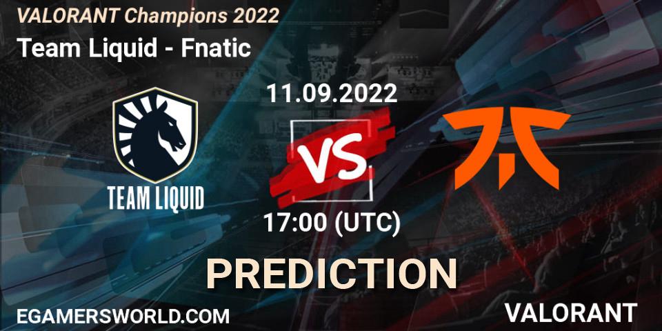 Team Liquid проти Fnatic: Поради щодо ставок, прогнози на матчі. 11.09.2022 at 16:55. VALORANT, VALORANT Champions 2022