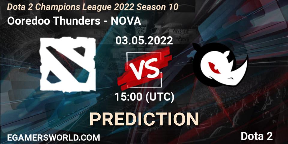 Ooredoo Thunders проти NOVA: Поради щодо ставок, прогнози на матчі. 03.05.2022 at 15:03. Dota 2, Dota 2 Champions League 2022 Season 10 