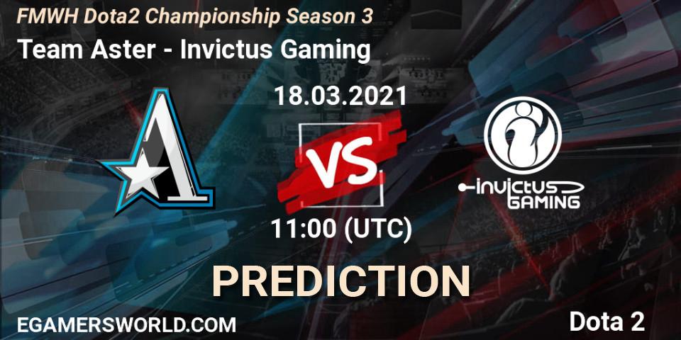 Team Aster проти Invictus Gaming: Поради щодо ставок, прогнози на матчі. 18.03.2021 at 09:01. Dota 2, FMWH Dota2 Championship Season 3