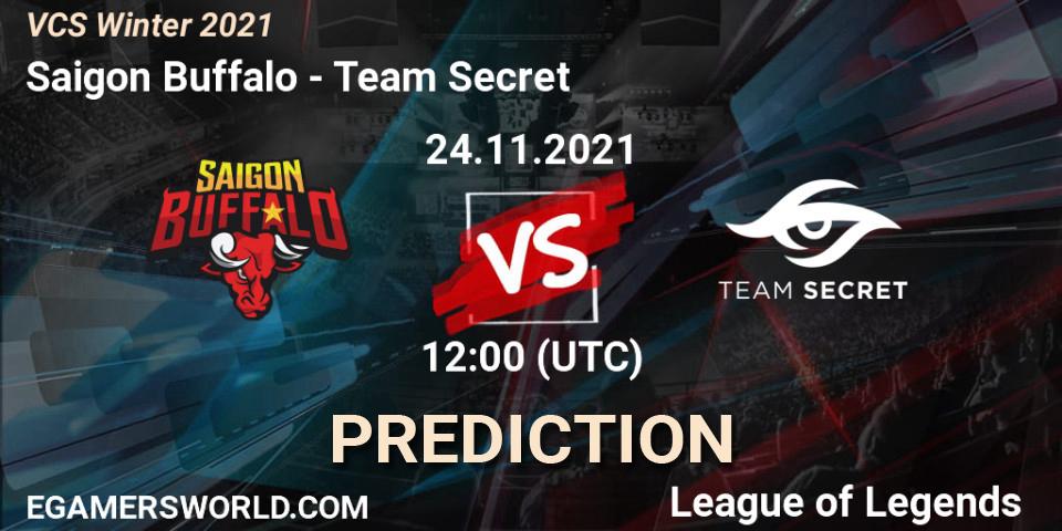 Saigon Buffalo проти Team Secret: Поради щодо ставок, прогнози на матчі. 24.11.2021 at 12:00. LoL, VCS Winter 2021