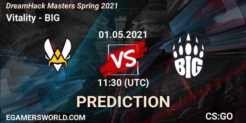 Vitality проти BIG: Поради щодо ставок, прогнози на матчі. 01.05.2021 at 11:30. Counter-Strike (CS2), DreamHack Masters Spring 2021