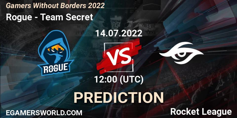 Rogue проти Team Secret: Поради щодо ставок, прогнози на матчі. 14.07.2022 at 12:00. Rocket League, Gamers Without Borders 2022