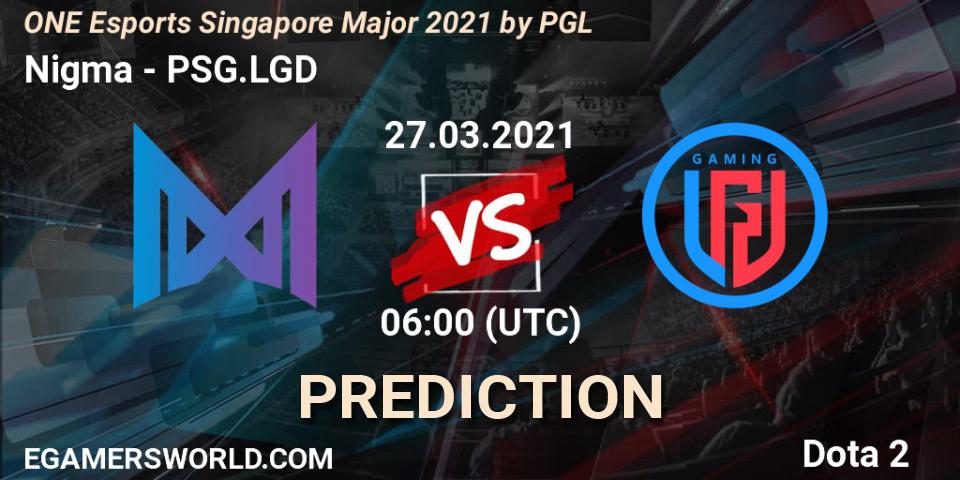 Nigma проти PSG.LGD: Поради щодо ставок, прогнози на матчі. 27.03.2021 at 06:53. Dota 2, ONE Esports Singapore Major 2021