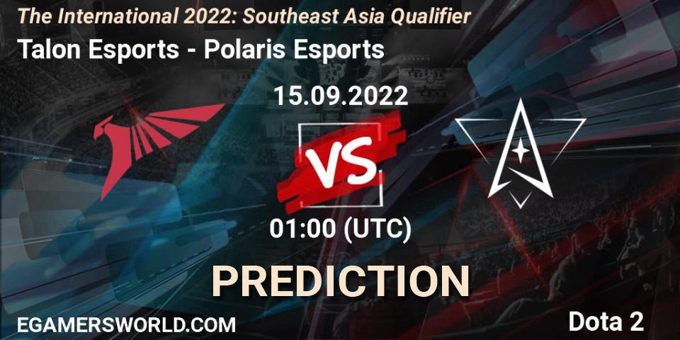 Talon Esports проти Polaris Esports: Поради щодо ставок, прогнози на матчі. 15.09.2022 at 00:59. Dota 2, The International 2022: Southeast Asia Qualifier