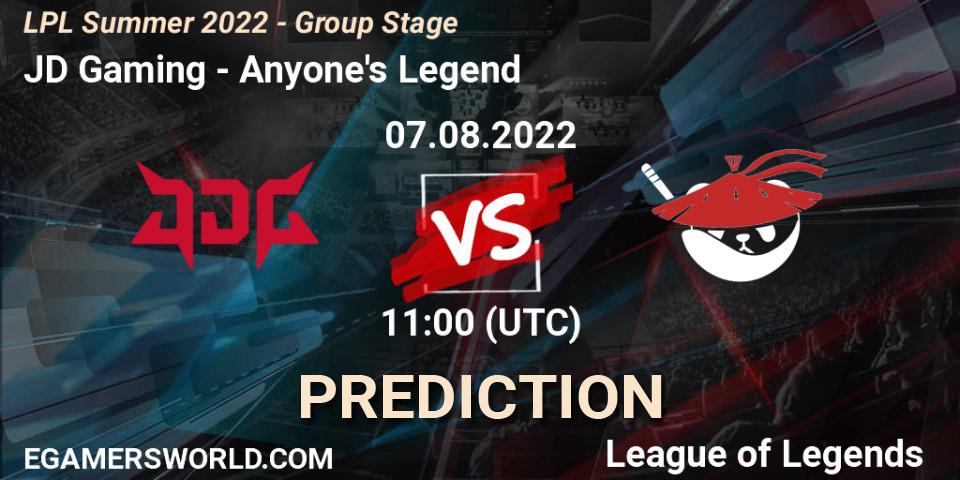 JD Gaming проти Anyone's Legend: Поради щодо ставок, прогнози на матчі. 07.08.2022 at 12:00. LoL, LPL Summer 2022 - Group Stage