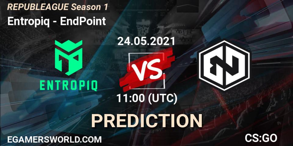Entropiq проти EndPoint: Поради щодо ставок, прогнози на матчі. 03.06.2021 at 16:30. Counter-Strike (CS2), REPUBLEAGUE Season 1