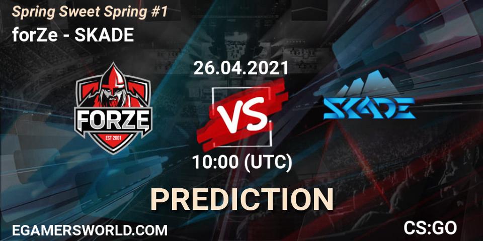 forZe проти SKADE: Поради щодо ставок, прогнози на матчі. 26.04.2021 at 10:05. Counter-Strike (CS2), Spring Sweet Spring #1