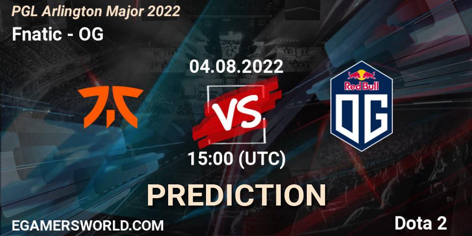 Fnatic проти OG: Поради щодо ставок, прогнози на матчі. 04.08.2022 at 15:08. Dota 2, PGL Arlington Major 2022 - Group Stage