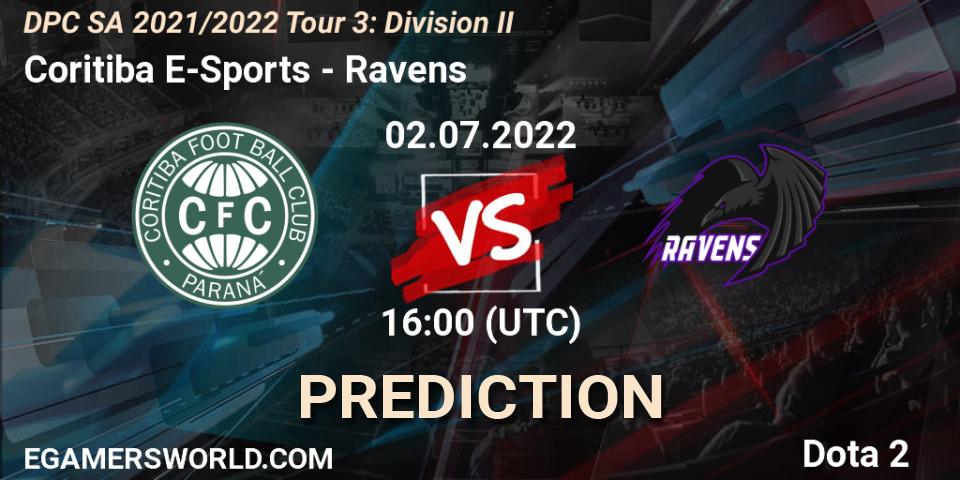 Coritiba E-Sports проти Ravens: Поради щодо ставок, прогнози на матчі. 02.07.2022 at 16:02. Dota 2, DPC SA 2021/2022 Tour 3: Division II