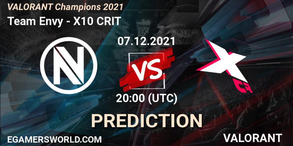 Team Envy проти X10 CRIT: Поради щодо ставок, прогнози на матчі. 07.12.2021 at 21:00. VALORANT, VALORANT Champions 2021