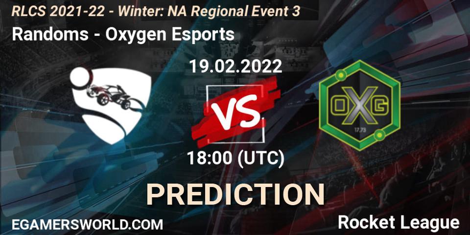 Randoms проти Oxygen Esports: Поради щодо ставок, прогнози на матчі. 19.02.2022 at 18:00. Rocket League, RLCS 2021-22 - Winter: NA Regional Event 3