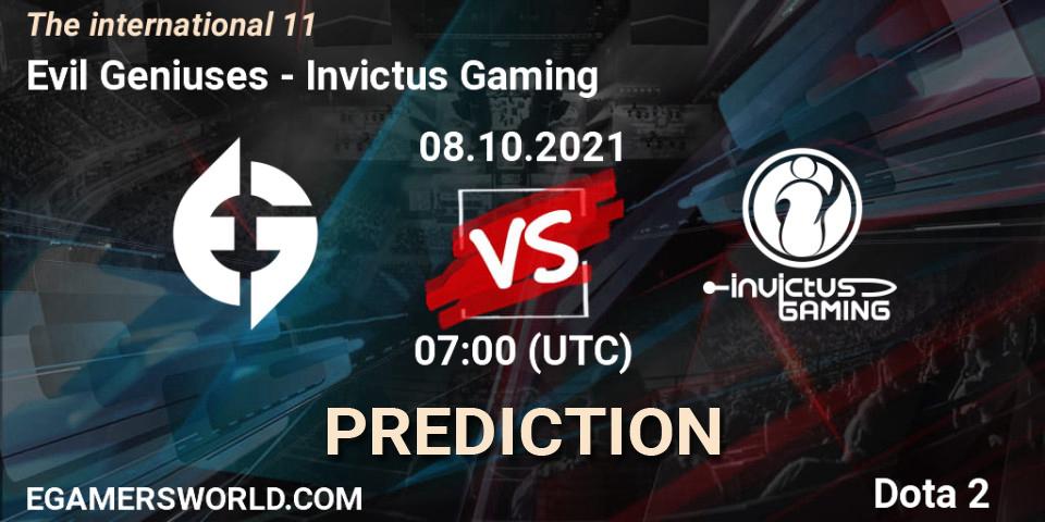 Evil Geniuses проти Invictus Gaming: Поради щодо ставок, прогнози на матчі. 07.10.2021 at 17:20. Dota 2, The Internationa 2021