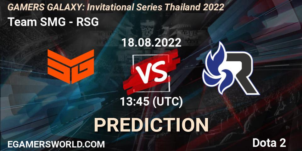 Team SMG проти RSG: Поради щодо ставок, прогнози на матчі. 18.08.2022 at 12:40. Dota 2, GAMERS GALAXY: Invitational Series Thailand 2022