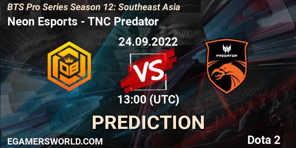 Neon Esports проти TNC Predator: Поради щодо ставок, прогнози на матчі. 24.09.2022 at 13:20. Dota 2, BTS Pro Series Season 12: Southeast Asia