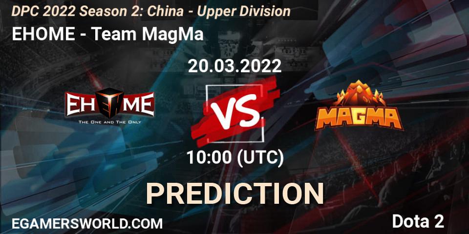 EHOME проти Team MagMa: Поради щодо ставок, прогнози на матчі. 20.03.2022 at 09:59. Dota 2, DPC 2021/2022 Tour 2 (Season 2): China Division I (Upper)