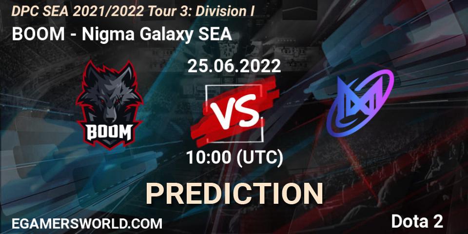 BOOM проти Nigma Galaxy SEA: Поради щодо ставок, прогнози на матчі. 25.06.2022 at 10:00. Dota 2, DPC SEA 2021/2022 Tour 3: Division I