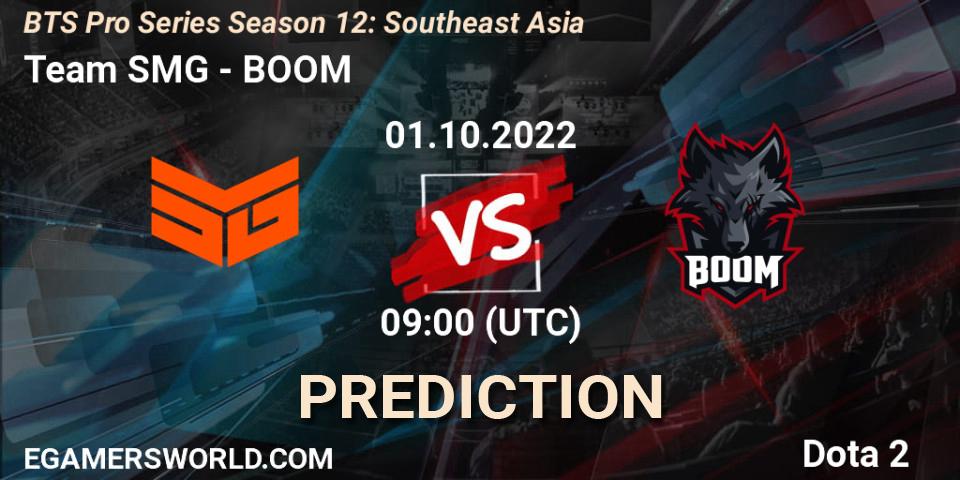 Team SMG проти BOOM: Поради щодо ставок, прогнози на матчі. 01.10.2022 at 09:11. Dota 2, BTS Pro Series Season 12: Southeast Asia